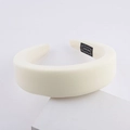Fashionable milk silk sponge headband in cream white with minimalist handmade label - Off White