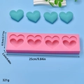 Pink heart-shaped 4-cavity silicone mold for soap and baking measuring 25x6.9x2.2cm - Large 4-Cavity Heart (321g)
