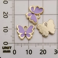 Purple enamel butterfly pendant charms in 15mm size with golden metal base plating - Butterfly 12x11mm