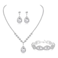 Set di gioielli da sposa in argento con collana e orecchini in zircone a goccia lucida - Set 463 con Bracciale