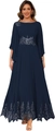 Navy blue chiffon mother of the bride dress with silver sequin lace appliques - Navy Blue / US size 2 (S)