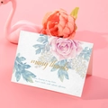 Tarjeta de agradecimiento plegable con rosas en acuarela rosa y texto dorado many thanks - S604-12 Muchas Gracias Rosa