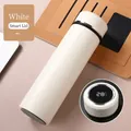 Smart LED temperature display thermos bottle in cream white finish for business use - 16oz / 316 White / Smart Temp Display