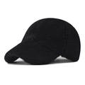 Close-up of black fuzzy lamb wool texture on winter baseball cap with soft fibers - Adjustable / Black Lamb Wool