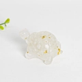 Miniature resin turtle figurine with gold foil flakes and white crystal gravel inside - White Crystal + Gold Foil