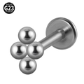 Polished silver G23 titanium labret stud with a unique four-ball cluster design - G23 Titanium 1.2*6mm