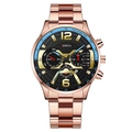 Orologio da uomo Geneva in oro rosa e nero con calendario funzionale e scala tachimetrica - Oro Rosa (Estremità Piatta)