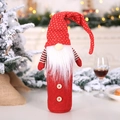 Christmas gnome wine bottle cover with red polka dot hat and white faux beard decor - Red Style (G-JT13)