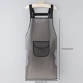 Waterproof dark grey lace apron with side towels and front pocket for kitchen use - TPU Waterproof Apron-Pocket with Hand-wipe