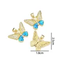 Luxe butterfly pendant with gold plating, blue opal wings, and cubic zirconia accents - Butterfly - Peacock Blue Opal
