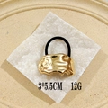 Punk style irregular golden liquid metal hair cuff with elastic ponytail band - 1066-14 Liquid Streamline