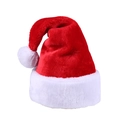 Classic red plush Christmas hat with white fuzzy brim and pompom for holiday decor - Luxury Plush Christmas Hat [Adult]