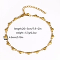 Bracelet chaîne cœur minimaliste en acier inoxydable doré avec finition polie - Style Maillon de Cœur 4.6mm