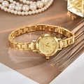 Elegant gold quartz watch for women with polished H-link metal bracelet and Roman dial - Gold (HS2512-554-03)
