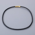 Bracelet minimaliste en cuir tressé noir avec fermoir magnétique cylindrique doré poli - Style B-3.5mm Cordon Noir-Fermoir Or-Collier