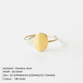 Anello minimalista in acciaio inossidabile placcato oro 14K con faccia ovale liscia - Taglia US 5 / Oro