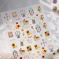 Autocollants 3D mignons pour ongles avec oursons et détails en feuille d'or - Style Relief de Dessin Animé (M-1137)