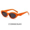 Retro oval sunglasses featuring a vibrant orange frame and dark grey tinted lenses - Orange Frame Black Grey Lens