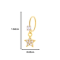 Gold star zircon pendant hoop earring with dimensional measurements 1.68cm by 0.69cm - 18# Golden