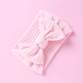 Macro shot of pink waffle knit infant headband with a large decorative bow detail - Pink Bowknot(1)