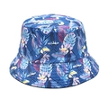 Detail of tropical toucan and monstera leaf print on blue summer bucket hat fabric - M (56-58cm) / Blue Tropical Toucan Print (3#)