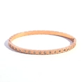 Rose gold punk style bracelet featuring square geometric facets and zircon inlay - Real Gold Plated Rose Bangle (NU10-7)