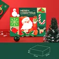 Große rote und grüne Weihnachtsgeschenkbox mit Weihnachtsmann- und Schneemannmotiven, 31x25x8cm - Weihnachtsmann mit Geschenken / Groß