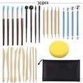 Comprehensive 30-piece clay sculpting tool set with a black zipper storage bag - 30-piece Clay Tool Set [type B]
