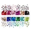Scatola da 12 griglie di paillettes per unghie a cuore colorate per nail art di San Valentino - 12 Griglie Paillettes a Cuore Multicolore di Dimensioni Miste