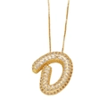 Gouden ketting met letter D-hanger en fonkelende zirkonia in een pavézetting - Letter D