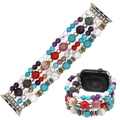 Multilayer beaded Apple Watch strap with turquoise and marble beads in a vibrant variant style - Size L Fits 38/40/41mm / Multi Stone Metal Mix