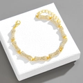 Gold bone-shaped hip hop bracelet with sparkling crystals on a white leather jewelry box - Necklace-8inch(20cm) / Gold
