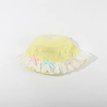 Sweet pale yellow pet sun hat featuring white lace trim and delicate pearl ribbon bows - CM8004 Lace Pearl Series / Bright yellow