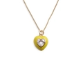 Fashionable gold-plated heart pendant necklace with vibrant yellow-green enamel detail - Yellow