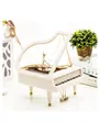 White mini piano music box with rotating ballerina figurine and Piano Recital text - 2022 XL with Girl