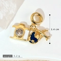 Gold travel bracelet charms featuring white camera, blue globe, and airplane pendants - Gold Camera Globe Plane Style (SMP53375)