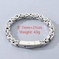 7mm wide Byzantine chain bracelet in polished stainless steel for men, 21cm length - Width 7mm / Length 21cm / Silver Style (KB98361-K)
