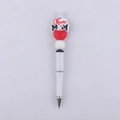 Detail of white DIY beaded pen with Cheer MOM silicone charm and red heart-shaped bead - Cheer MOM