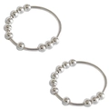 Macro shot of silver rotating beads on stress relief ring for anxiety management - Size 14 (1.8cm ID) / 2-Piece Set / Silver