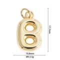 Polished gold balloon letter B pendant with size dimensions and mirror finish - Letter B Style (DZ-2809)