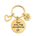 Gold stainless steel sun keychain engraved with You Are My Sunshine and heart pendant - You are my sunshine (XYY034) Gold