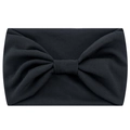 Bohemian black wide yoga headband with central bow detail in high-elastic cotton fabric - Black