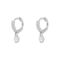 Orecchini a goccia in argento S925 con zirconi tondi dal design geometrico alla moda - Argento
