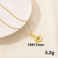 Golden stainless steel Evil Eye pendant necklace with blue crystals, 19x17mm size - S775-Eye Shape / Gold