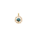 Elegant gold round pendant necklace featuring a central turquoise stone and zircon frame - Starry Sapphire Pendant