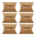 Six kraft paper pillow boxes with twine bows arranged neatly on a white background - Kraft Color + Jute Rope