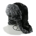 Colbacco in pelliccia sintetica nero e grigio per calore invernale e sci all'aperto - M (56-58cm) / Nero