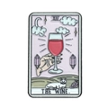 Tarot style enamel brooch pin XII The Wine featuring moon and cat on purple background - Wine Style (XZ8715)