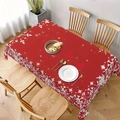 Rectangular red tablecloth with white snowflake pattern for a festive holiday dining setting - 17 / 152cm*220cm
