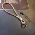 Luxurious champagne gold rhinestone phone lanyard with metal clip and anti-loss patch - Wrist Style Figure-8 Rhinestone Lanyard + Transparent Patch + Small Cord / Gold